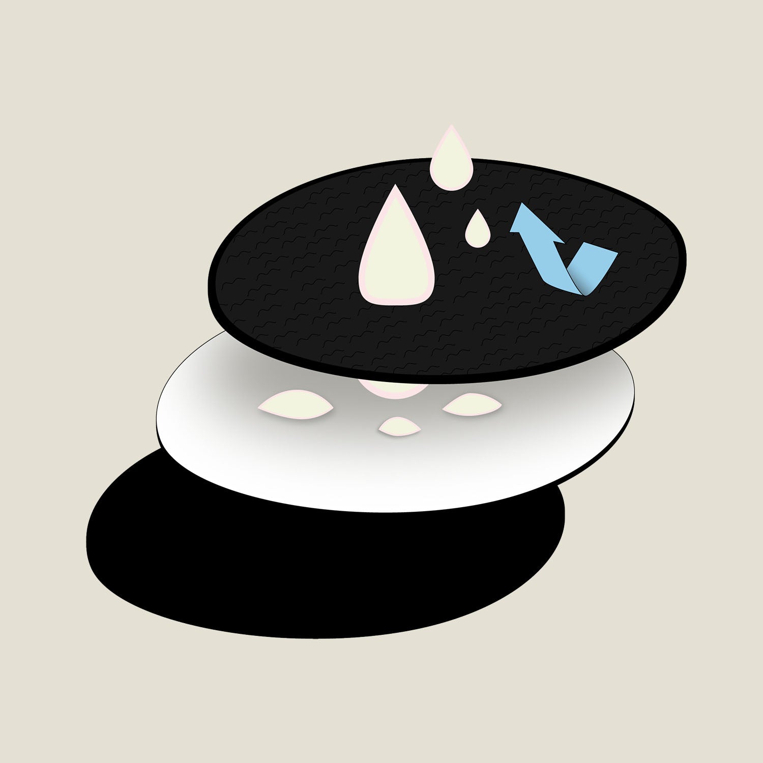 Illustration of WUKA Maternity Nursing Pad's triple-layer leak-proof and absorbent design for maximum dryness and comfort.