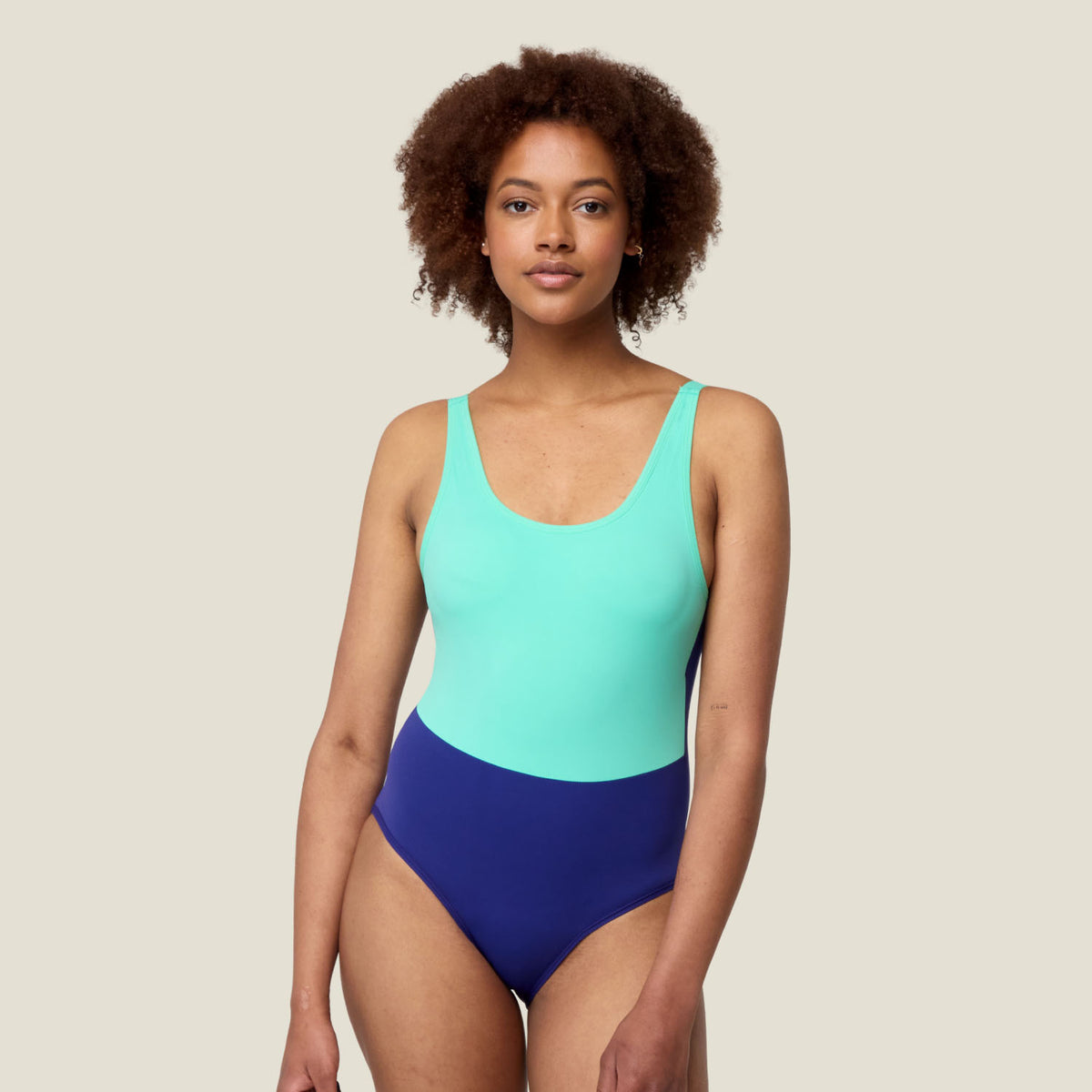 Period Scoopback Two Tone Swimsuit Green Blue