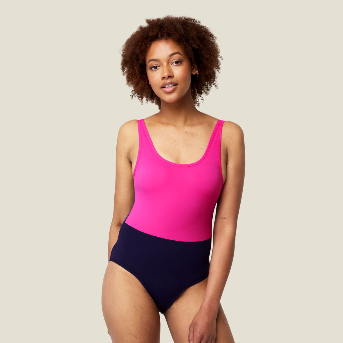 Period Scoopback Two Tone Swimsuit Pink Purple