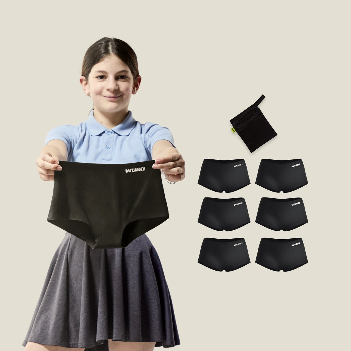 WUKA Period School Set - 3 Day & Night - Boxer - Black