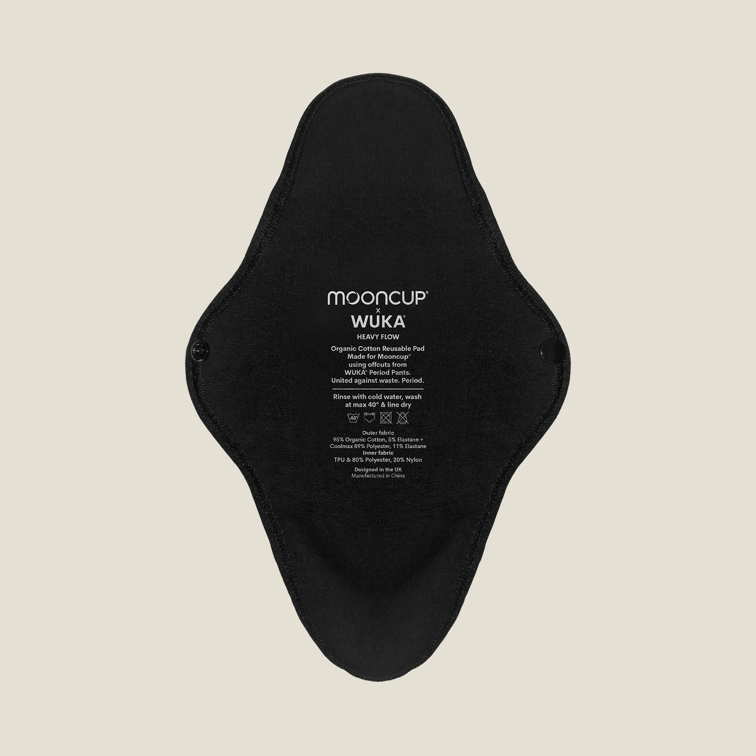 WUKA x Mooncup reusable period pad for heavy flow, featuring breathable organic cotton and fast-absorbing layers