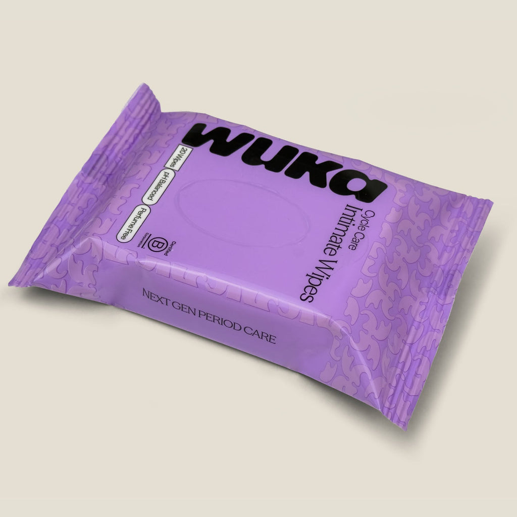wuka cycle care intimate wipes, purple pack