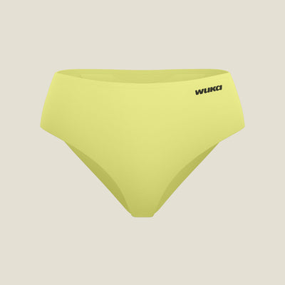Flat-lay of limited edition Lime Punch WUKA Teen Midi Brief. Heavy flow period underwear offering 12-hour leak-free comfort, stretch fit, and seamless design.
