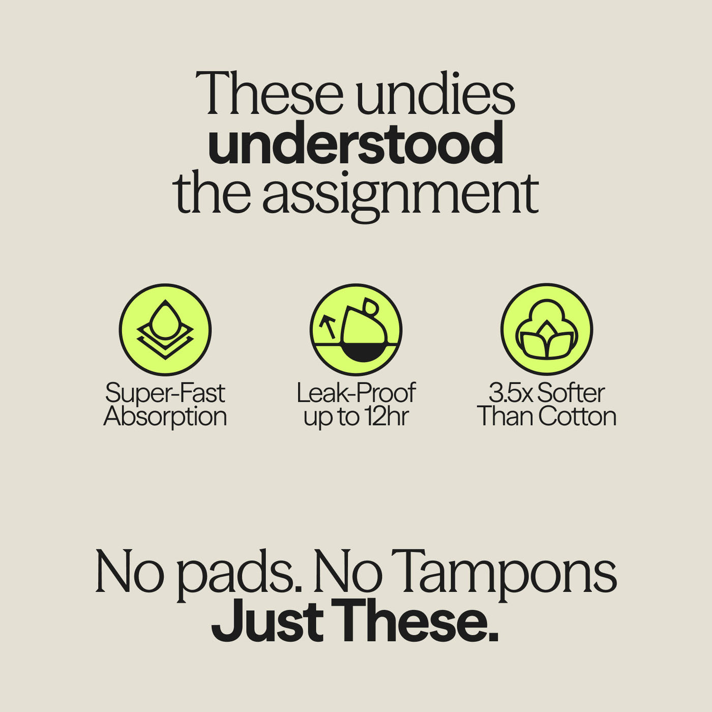 Infographic for WUKA Ultimate™ Postpartum Period Pants, promoting 12-hour leak-proof wear, super-fast absorption, and softness 3.5x greater than cotton – no pads, no tampons needed.