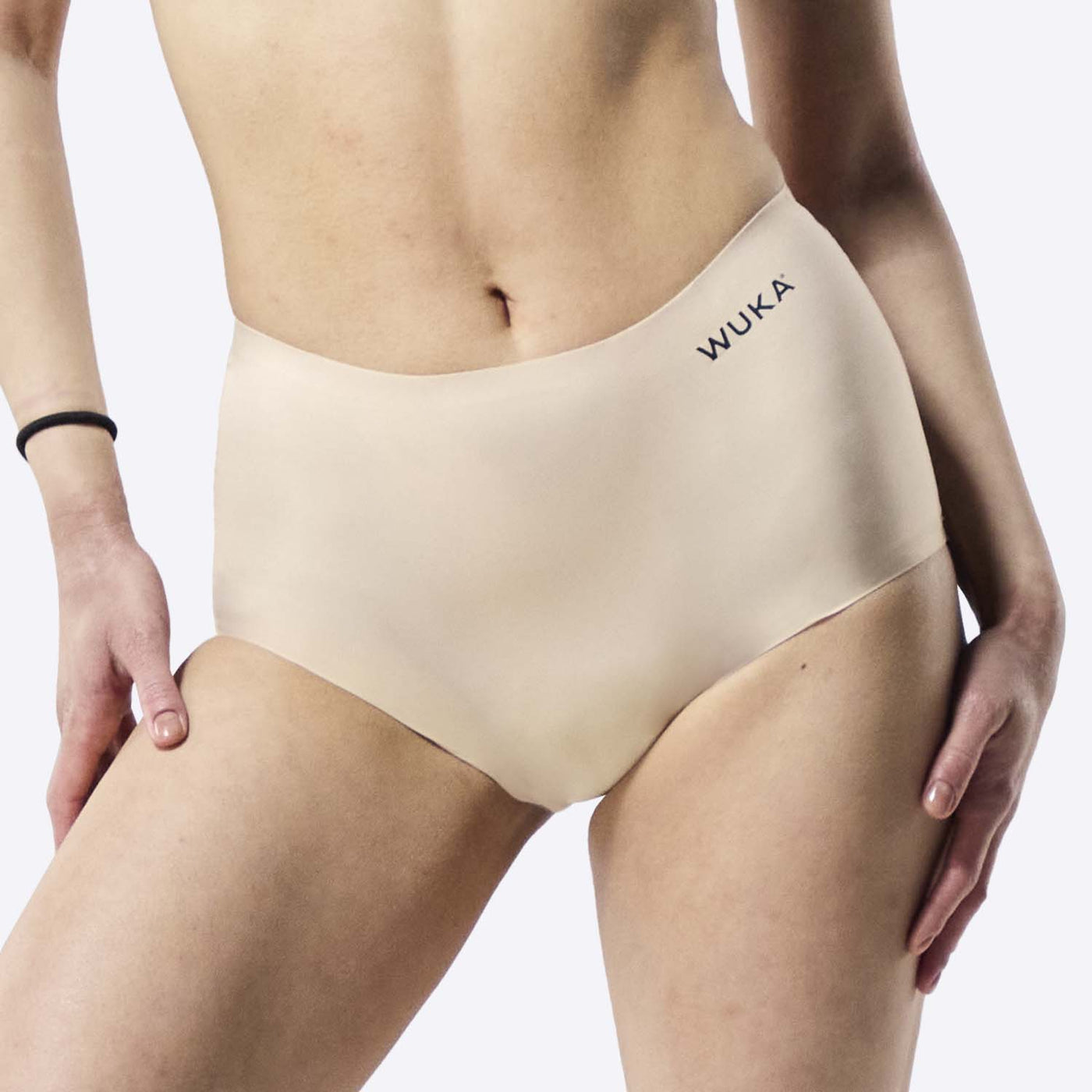 WUKA Stretch Period Short Adult Style Heavy Absorbency Light Nude Colour Front Size 1