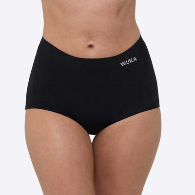 WUKA Stretch Period Short Adult Style Heavy Absorbency Black Colour Front Size 1