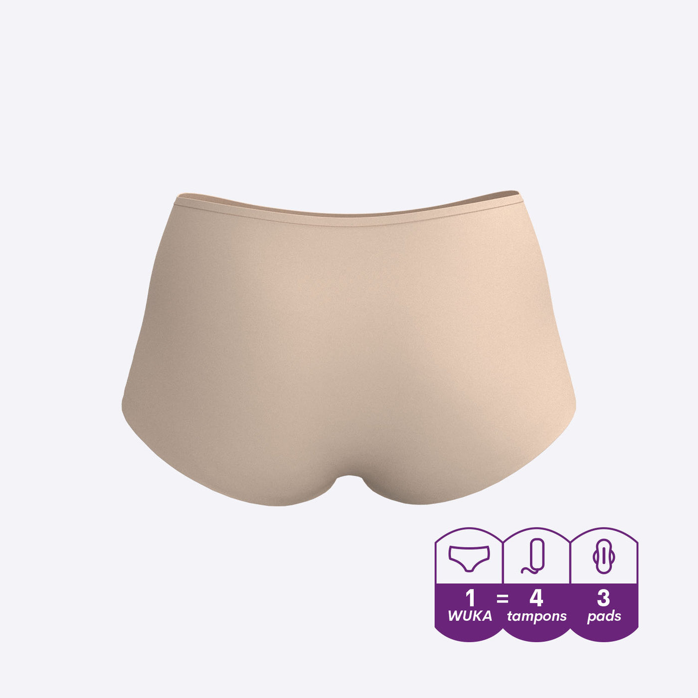 WUKA Stretch Period Short Adult Style Heavy Absorbency Light Nude Colour 3D Cut-out Back