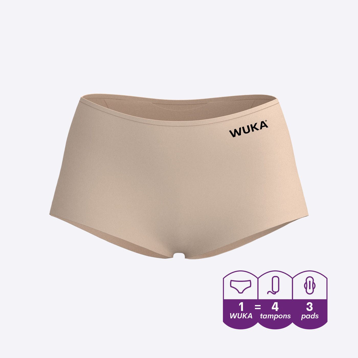 WUKA Stretch Period Short Adult Style Heavy Absorbency Light Nude Colour 3D Cut-out Front