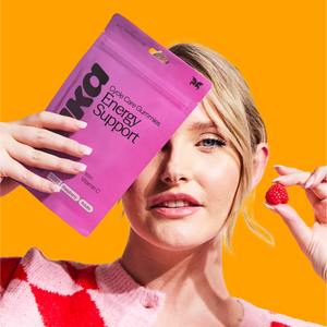 WUKA Energy Support Cycle Care Gummies with Iron and Vitamin C. Natural raspberry flavour supplements to reduce fatigue and support immunity