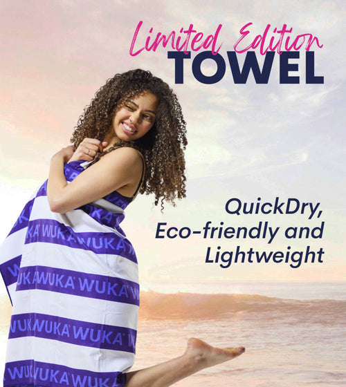 Limited edition WUKA towel. Ideal for days at the beach and by the pool. QuickDry, eco-friendly and lightweight