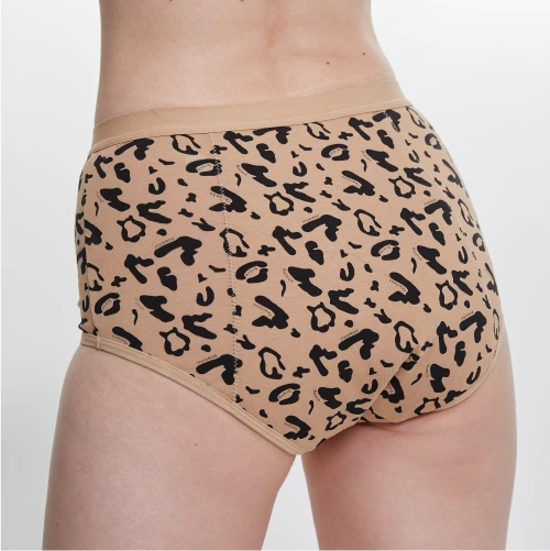 Leopard Print High Waist Period Pants - Heavy Flow