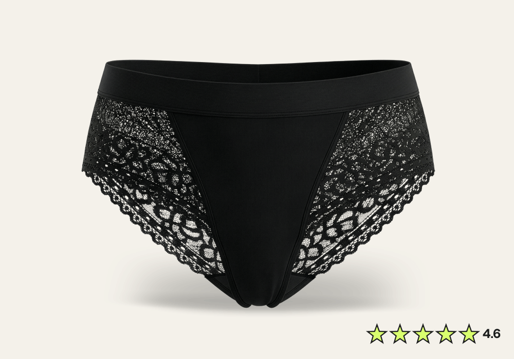 WUKA Sublime Day GIF banner showing black lace Ultimate period pants, Ultimate boxer shorts, and Ultimate high waist period pants, rated 4.6 stars