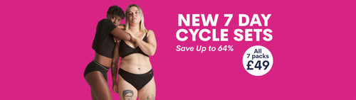 New! 7 day cycle sets. Save up to 64% on period sets. All 7 packs £49