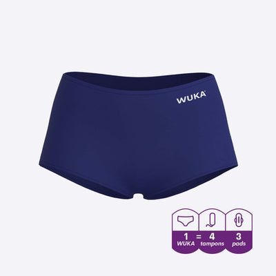 WUKA Stretch Period Short Teen Style Heavy Absorbency Blue Colour 3D Cut-Out Front