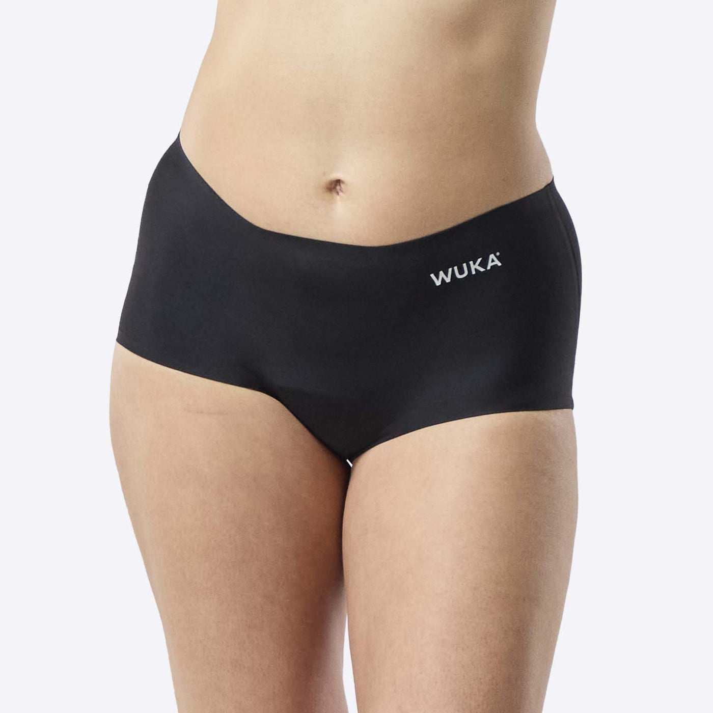 WUKA Stretch Period Short Teen Style Heavy Absorbency Black Colour Front Size 1
