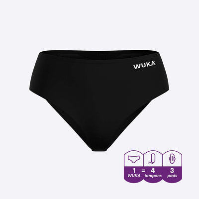 WUKA Teen Stretch Seamless Period Pants Style Heavy Flow Black Colour Cutout Front