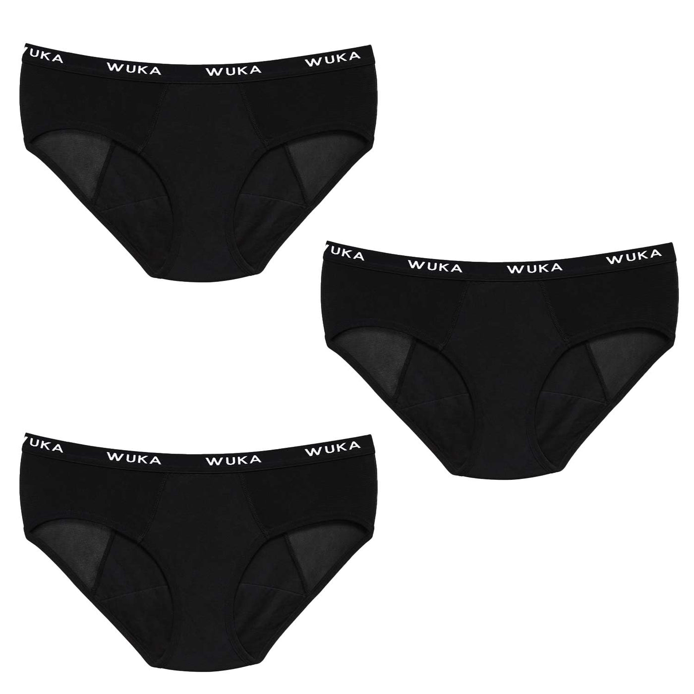 WUKA Ultimate™ Midi Brief Period Pants Style Mixed Flow Black Colour Set