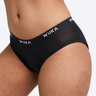 WUKA Ultimate Midi brief 3 Pack Cycle Set Style Heavy Flow Black Colour Side