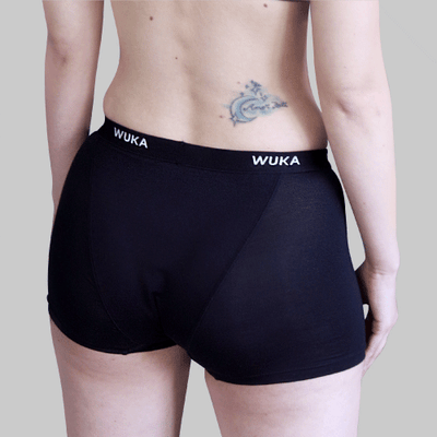 WUKA Ultimate Boxer Shorts Period Pants Style Medium Flow Black Colour Back
