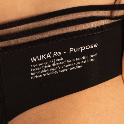 WUKA Re-Purpose French Cut Bikini Period Pants Style Medium Flow Black Colour Detail