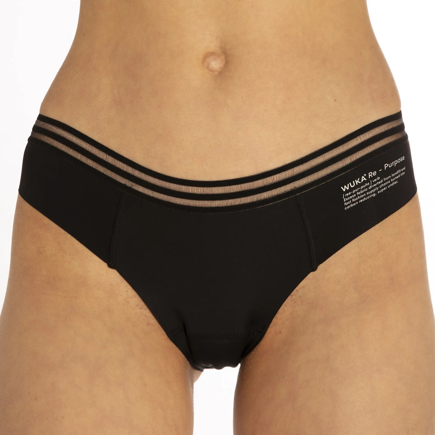 WUKA Re-Purpose French Cut Bikini Period Pants Style Medium Flow Black Colour Front