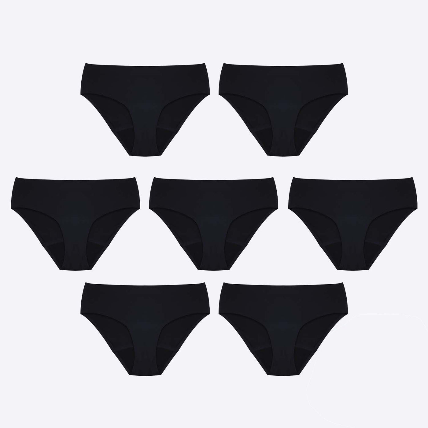 WUKA Perform Seamless Midi Brief  Medium Flow- 7 Full Switch Set Black