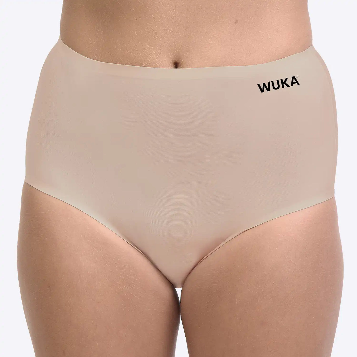 WUKA Stretch Seamless Period Pants High Waist Style Heavy Flow Light Nude Colour Front