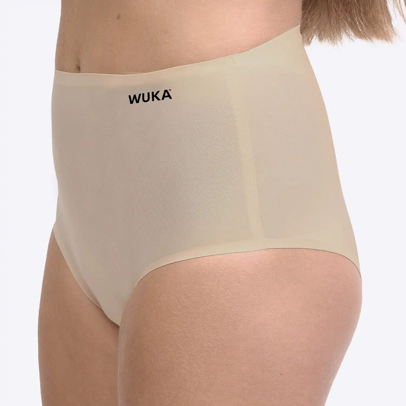 WUKA Stretch Seamless Period Pants High Waist Style Heavy Flow Light Nude Colour Side