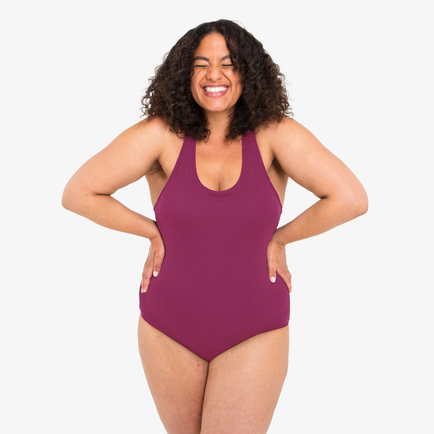 WUKA  Scoop Back Period Swimsuit Style Medium Flow Deep Pink Colour Full Front