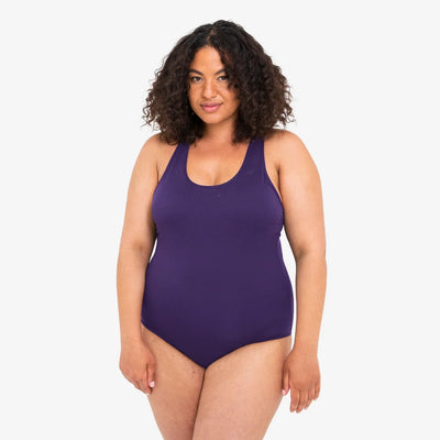 WUKA  Scoop Back Period Swimsuit Style Medium Flow Purple Colour Full Front